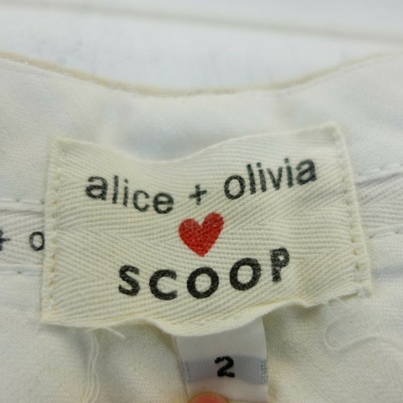ALICE OLIVIA Flared Wide Pants 2 XS  Ivory Cream Wedding Sparkle Mid Rise Y2K - Picture 2 of 12